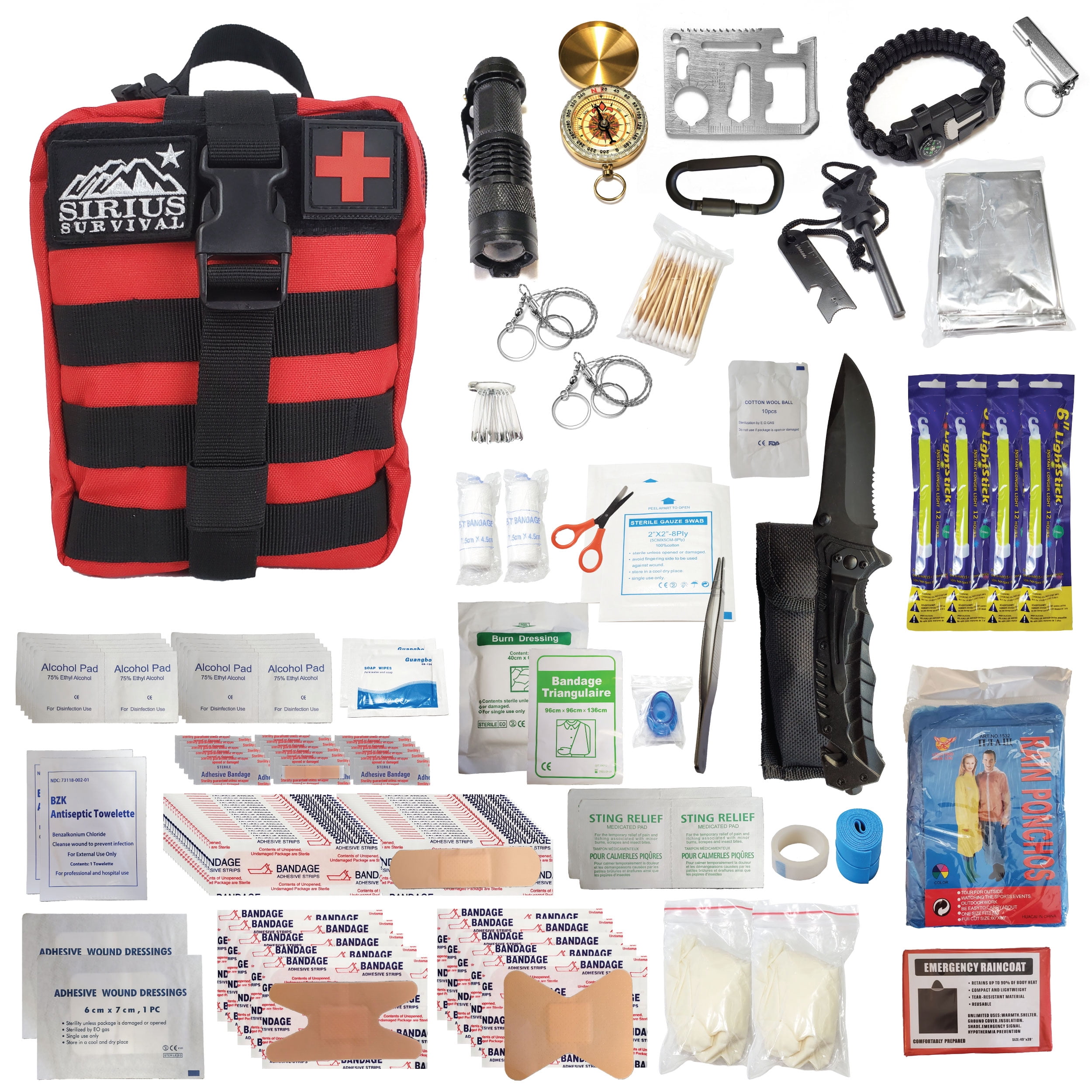 Kit Sopravvivenza: 3 Coltelli + 3 Fiammiferi Impermeabili - Emergenza Prepper BUG OUT BAGS