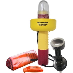 Sirius Signal A-1001 USCG Approved LED & IR SOS Signal and Boat Flare Replacement with Mini Solo Beacon and Display Mount, Distress Flag, Whistle