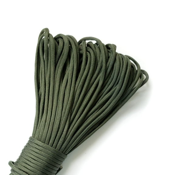 Sirius Survival 100ft Paracord Rope, 350lb Test, 4mm 7 Strand Core - Many Color Options - Army Green