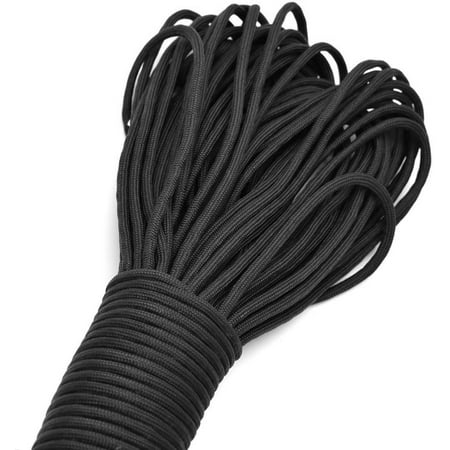 Sirius Survival 100ft Paracord Rope, 350lb Test, 4mm 7 Strand Core - Many Color Options - Black