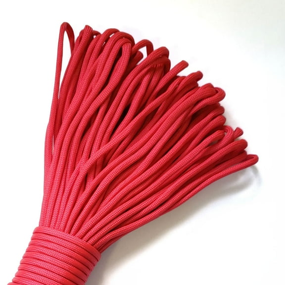 Sirius Survival 100ft Paracord Rope, 350lb Test, 4mm 7 Strand Core - Many Color Options - Red