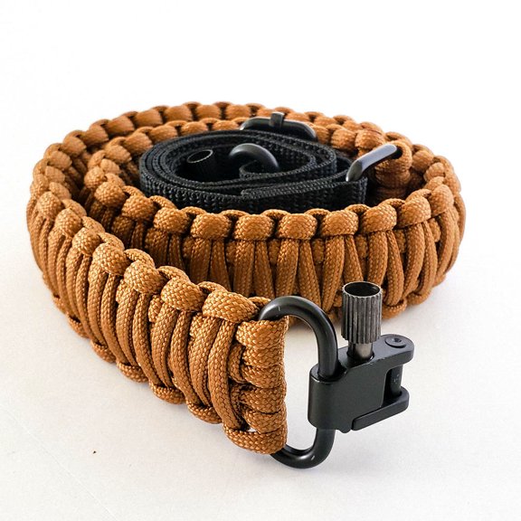 Sirius Survival 2 Point Gun Sling 550 Paracord, Adjustable with Swivel - Brown