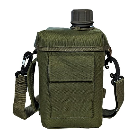 Sirius Survival 2L Square Canteen with Insulated Case & Shoulder Strap BPA-Free Water Bottle for Camping, Hiking, Emergency Preparedness & Outdoor Survival