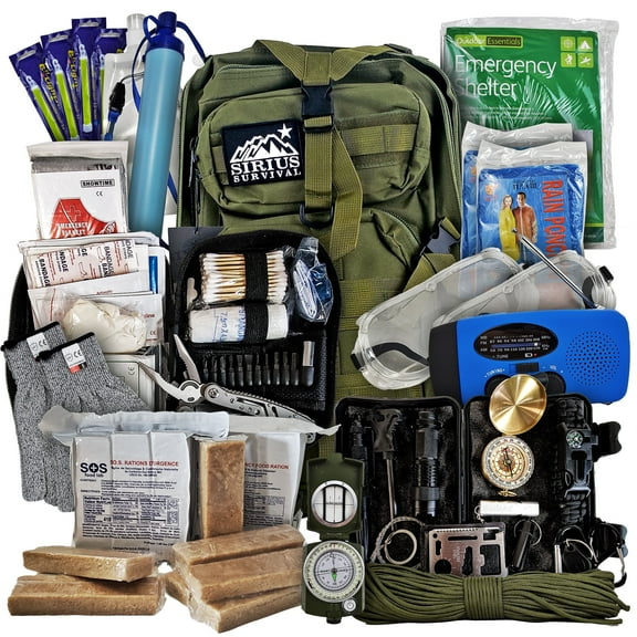 Vital 72 Hour Emergency Survival Kit for Family - Bug Out Bag for Hurricanes, Floods, Tornadoes or Other Disasters - 72 Hour Kit of Food & Water for 2 Per Bag
