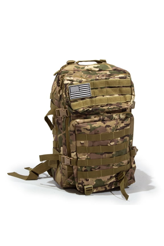50L Expeditionary Outdoor Survival Backpack - Large Modular Day Pack, Green Camo