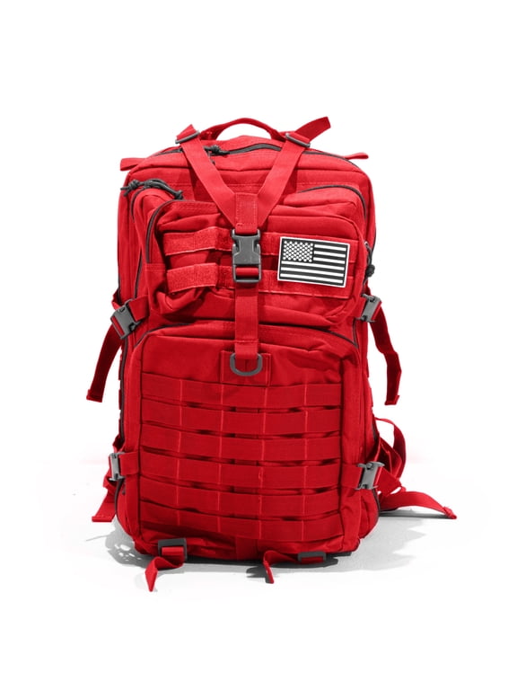 50L Expeditionary Outdoor Survival Backpack - Large Modular Day Pack, Red
