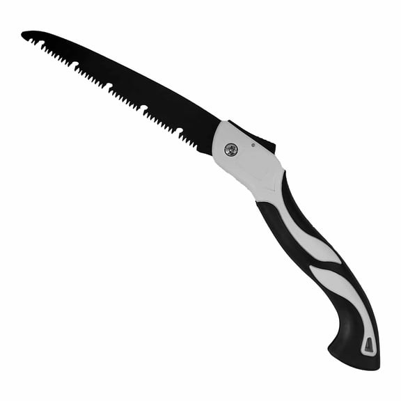Sirius Survival 8 Inch SK5 Carbon Steel Blade Folding Hand Saw with Chip Evacuation Teeth and Ergonomic Slip Resistant Grip & Safety Saw Blade Lock - White/Black