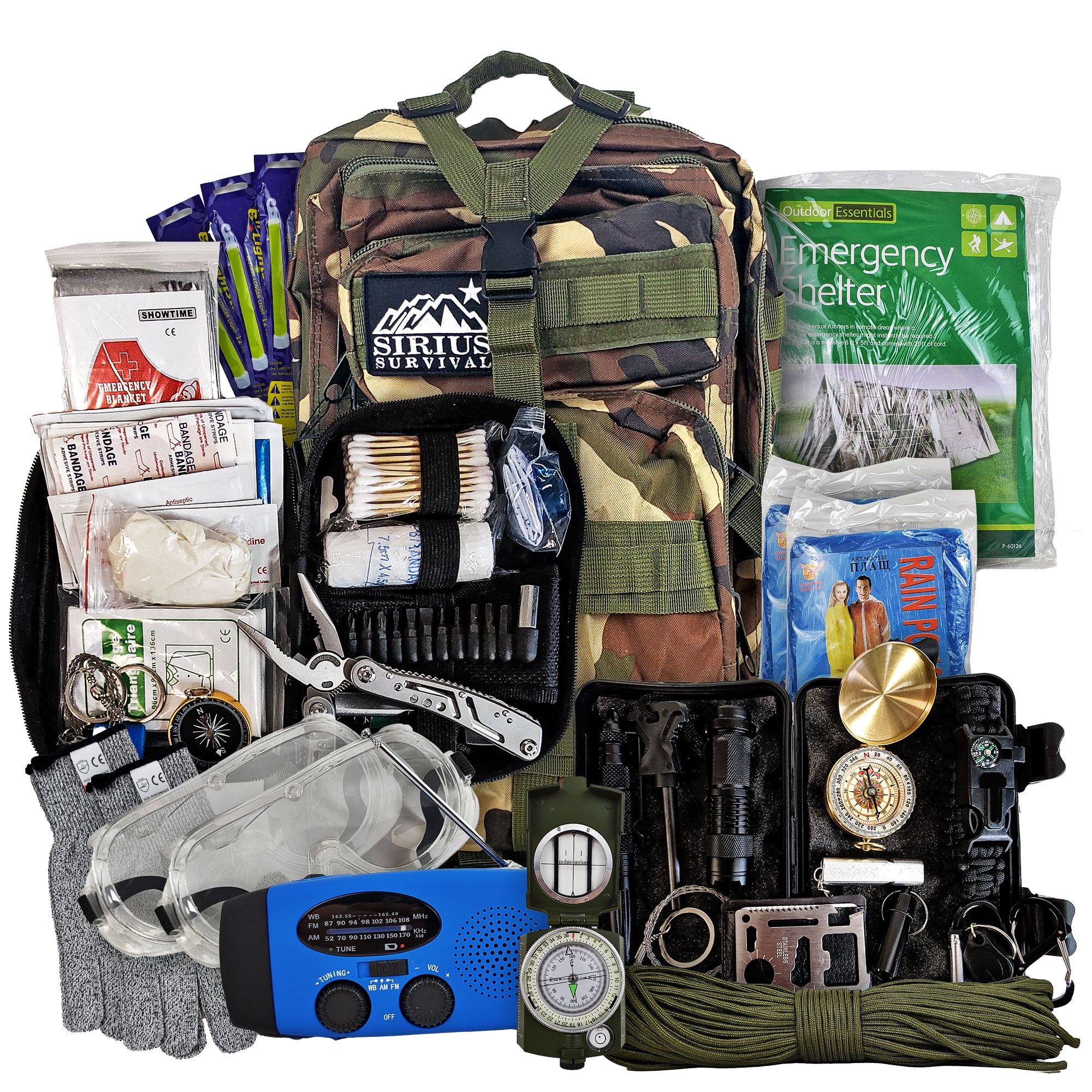 Sirius: Bug Out Bag Backpack Bugout Kit Great for Family - Survival Backpack - Dark Camo