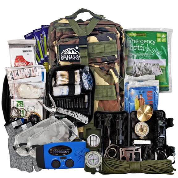 Sirius: Bug Out Bag Backpack Bugout Kit Great for Family - Survival Backpack - Dark Camo