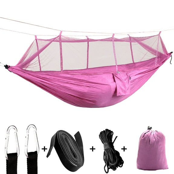 Sirius Survival Camping Hammock With Mosquito Net - Lightweight & Portable Parachute Hammock - Pink
