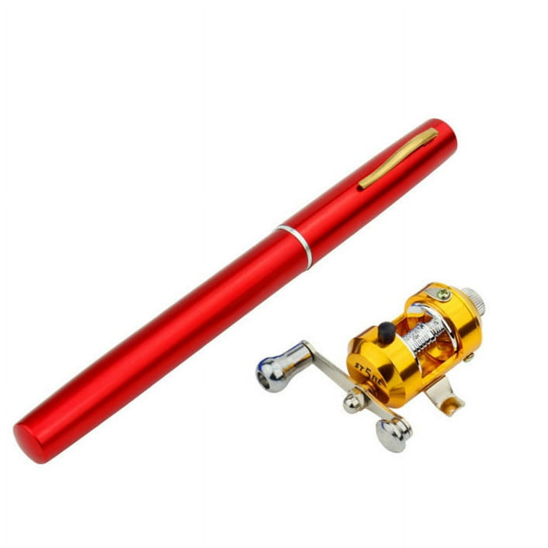 Sirius Survival Collapsible Fishing Pole Pen - Rod &amp; Reel Combo -  Red 