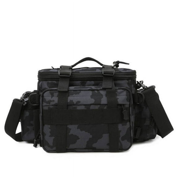 Sirius Survival Easy Access Shoulder and Waste Fishing Tackle Bag - Soft Fishing Bag, Black Camo