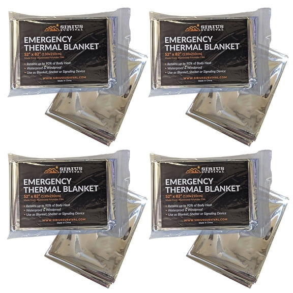 Sirius Survival Emergency Blanket - 8 Pack - Thermal Solar Blanket - Survival Kit Essential, Winter Car Kit, Outdoor First Aid