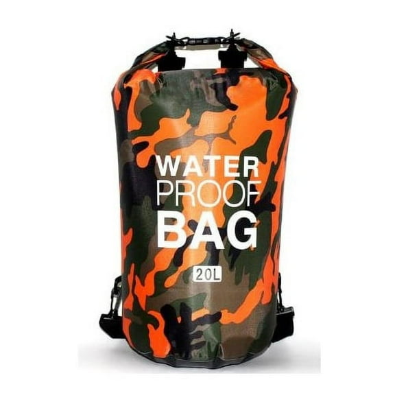 Sirius Survival PVC Waterproof Dry Bag - Roll Top Lightweight Dry Storage Bag - Orange - 20L