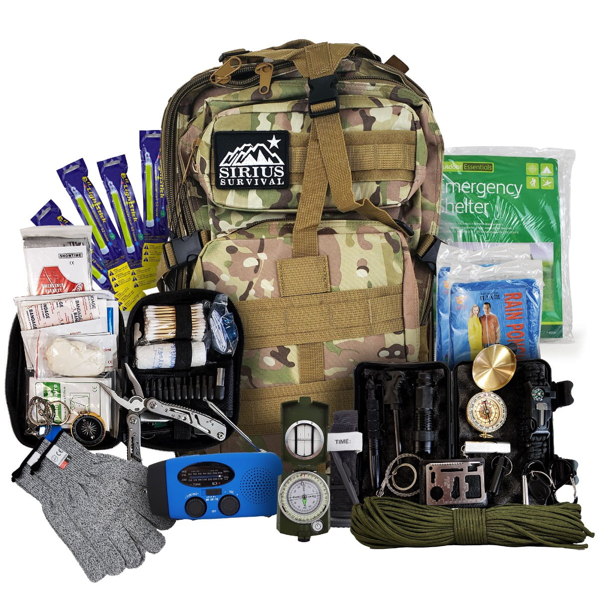  Pre-Packed Emergency Survival Kit/Bug Out Bag for 2 - Over 150  Total Pieces of Disaster Preparedness Supplies for Hurricanes, Floods,  Earth Quakes & Other Disasters (Black) : Sports & Outdoors