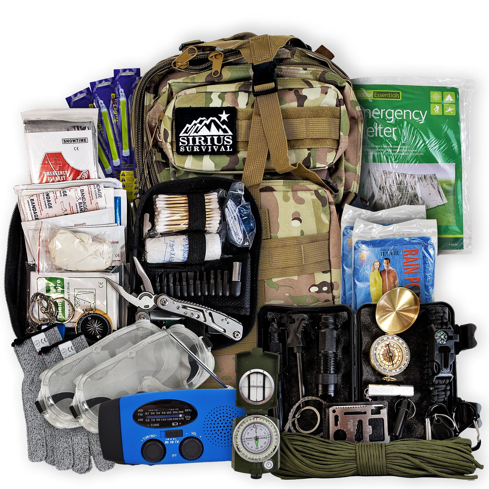 Sirius: Bug Out Bag Backpack Bugout Kit Great for Family - Survival Backpack - Light Camo