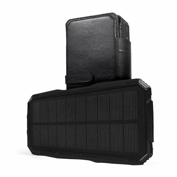 Sirius Survival SolarHub Fold Solar Charger - 20000mAh Portable 4 Solar Panel 6W & Power Bank with Dual LED Flashlight & Dual USB Output Ports - Black