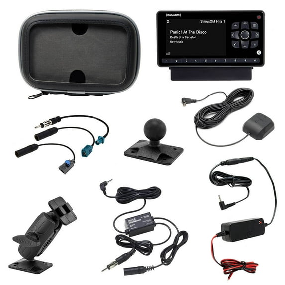 SiriusXM Satellite Radio UTV Installation Kit with Onyx EZR Receiver and Polaris Ride Command Adapters. Works with RZR, Range, Can Am and other UTV sound systems.