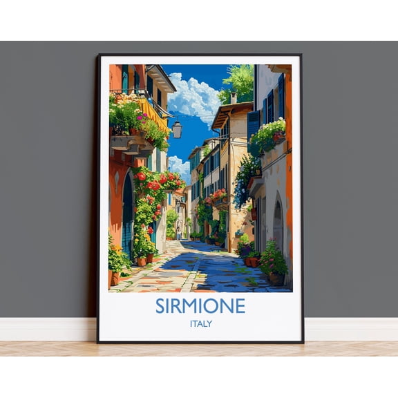 Sirmione Travel Print Wall Art, Travel Poster of Lake Garda, Sirmione Art Lovers Gift, Italy, Italian Lakes Art Gift, 24x36 UNFRAMED