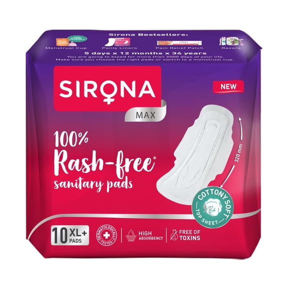 Sirona Cottony Soft Rash Free Pads XL+: 10 U