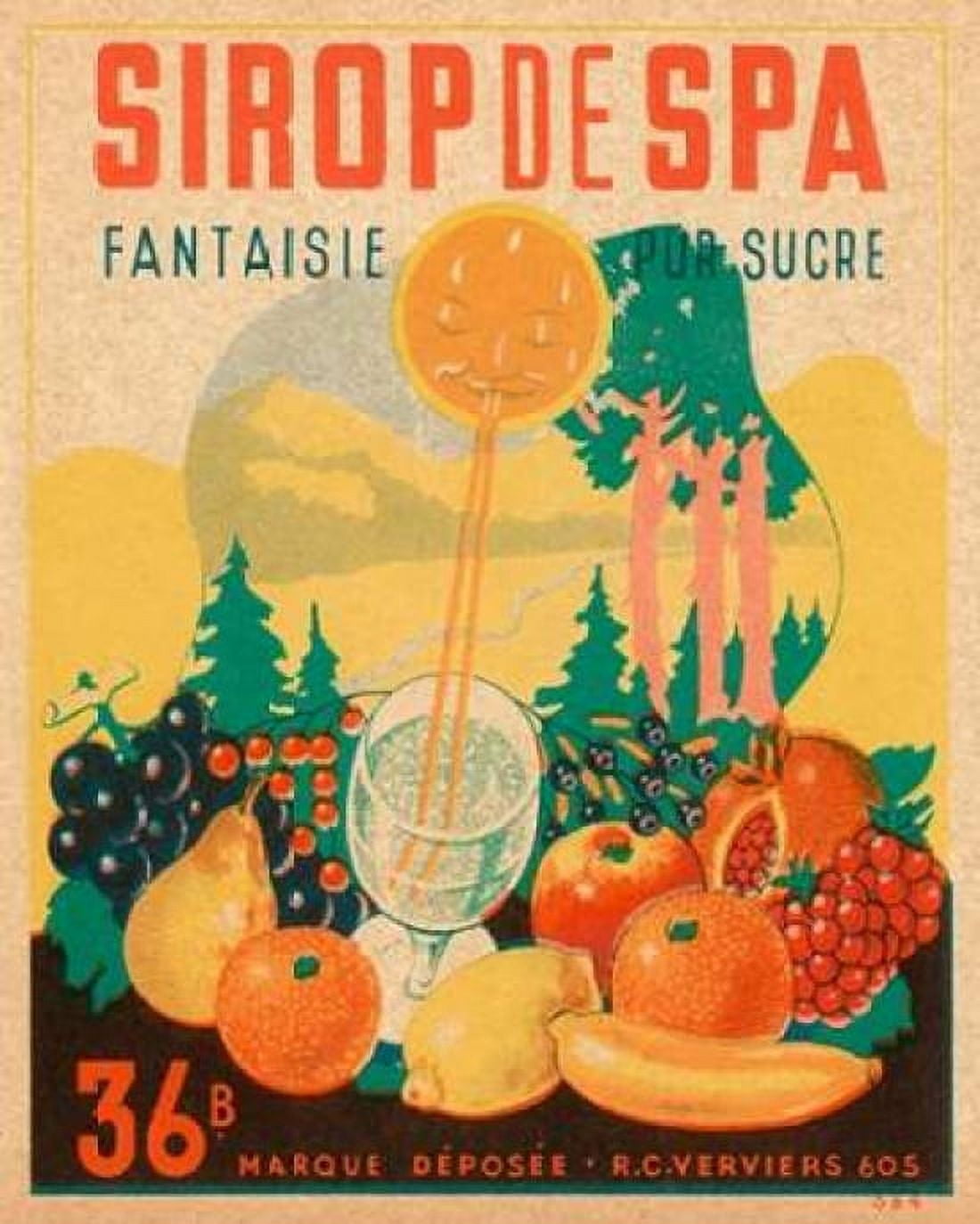 Sirop de Spa Canvas Art - Vintage Booze Labels (24 x 30)