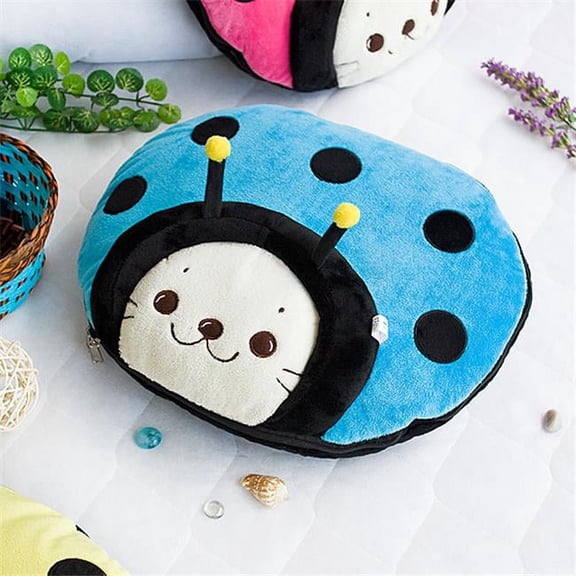 Sirotan - Ladybug Blue Blanket Pillow Cushion / Travel Pillow Blanket