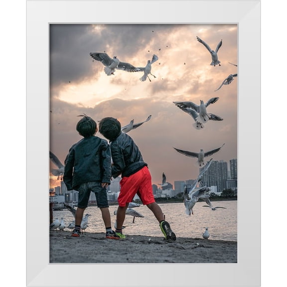 Sirou.Minami 12x14 White Modern Wood Framed Museum Art Print Titled - Tokyo Bay Area