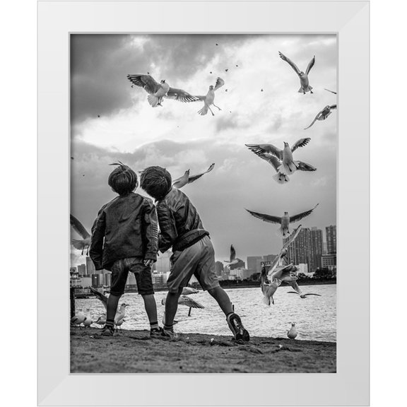 Sirou.Minami 26x32 White Modern Wood Framed Museum Art Print Titled - Tokyo Bay Area