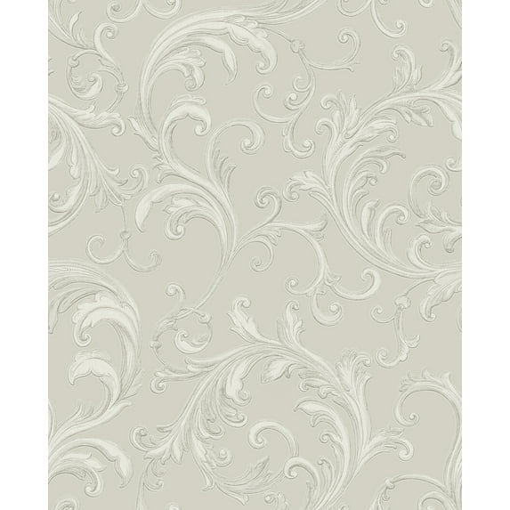 Sirpi Wallcoverings Noemi Silver Acanthus Wallpaper