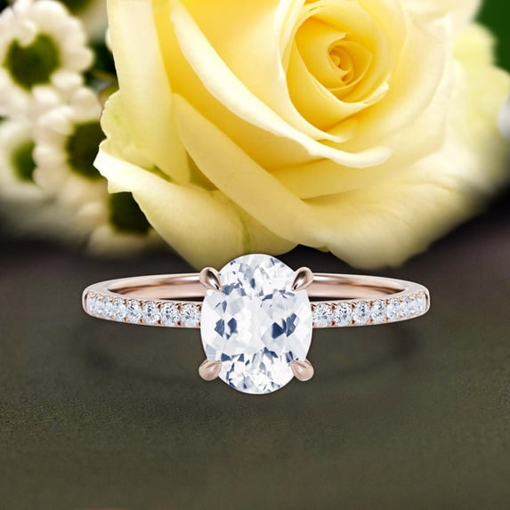 Sirprisingly Gift Minimalist 1.50 Carat Oval Diamond Moissanite Engagement Ring, Classic Wedding Ring in 925 Sterling Silver With 18k Rose Gold Plating, Gift For Her, Promise Ring, Anniversary Ring