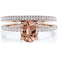thumbnail image 1 of Sirprisingly Gift Minimalist 2.00 Carat Oval Cut Morganite And Diamond Moissanite Engagement Ring, Classic Wedding Ring, One Matching Band In 10k Solid Rose Gold, Occasionally Gift For Her, 1 of 3