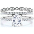 thumbnail image 1 of Sirprisingly Gift Minimalist 2.50 Carat Oval Cut Diamond Moissanite Engagement Ring, Classic Wedding Ring, Two Matching Band In 10k Solid White Gold, Occasionally Gift For Her, Promise Ring, 1 of 3