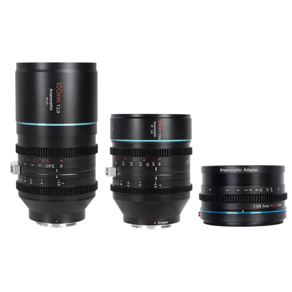 Sirui 35mm and 100mm T2.9 1.6x Anamorphic Lens Kit with 1.25x Adapter for Canon RF