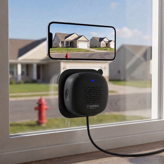 Sirwu 2K 3MP No Drill Window Camera for Home Security with Night Vision, Black