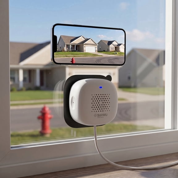 Sirwu 2K 3MP No Drill Window Camera for Home Security with Night Vision, White