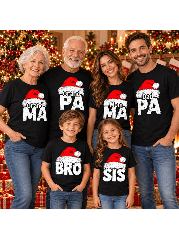 Sis Christmas Santa Family Matching Pajamas Sister Xmas Gift T-Shirt, S
