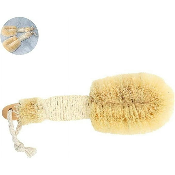 Sisal Body Brush, Bath Brush, Shower Brush with Natural Sisal Wooden Handle for Back Scrubbing Body Shower Bathroom Wood Color Oi-FRIS
