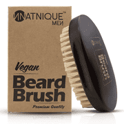 Natnique Vegan Beard Brush for Men, 100% Sisal Bristles, Natural Beechwood Handle, Ergonomic Grooming Brush for Beard & Mustache