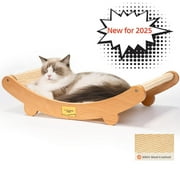 CheerPals Cat Scratcher Bed, 23.6Inch Sisal Wooden Pet Hammock, Protecting Furniture Cats Pad