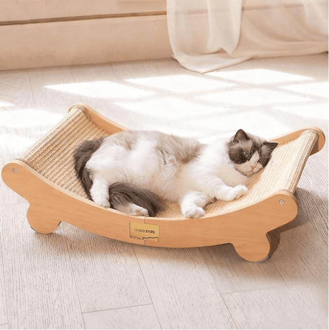 CheerPals Cat Scratcher Bed,  23.6Inch Sisal Wooden Pet Hammock, Protecting Furniture Cats Pad Valentine's Day Gifts