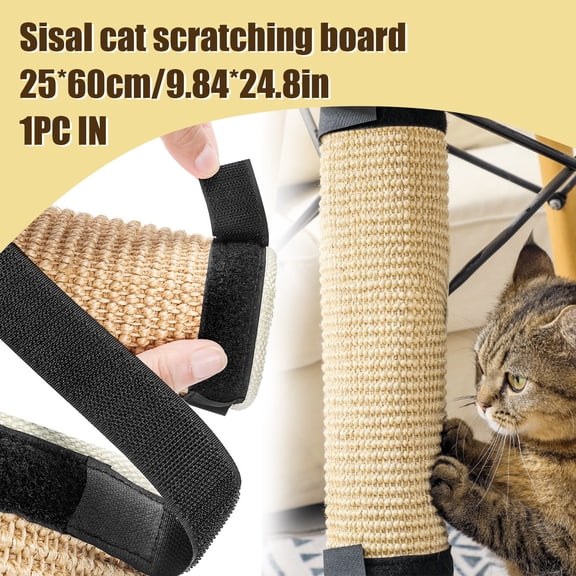 Sisal Cat Scratcher Board, Durable Textured Scratching Pad for Claw Care, Anti-Shedding Design to Protect Furniture and Encourage Healthy Indoor Cat Activity, 9.84 x 25.2in
