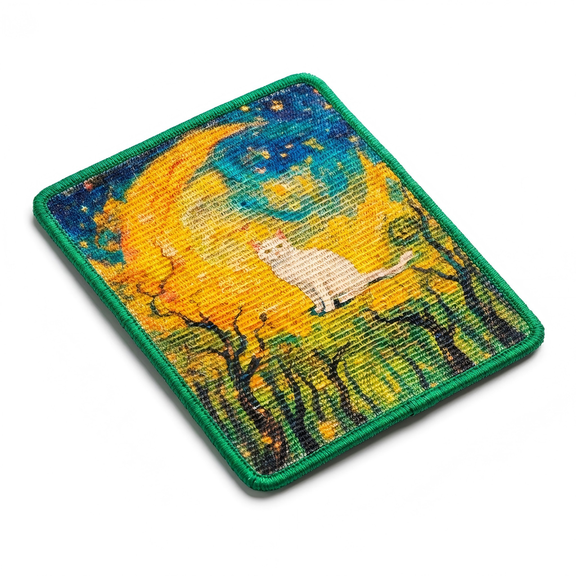 Sisal Cat Scratcher Post Mat (Use on Wall, Couch and Carpet), Durable and Shedding-Resistant Cat Scratching Surface - 21.7x13 inch with Hoop and Loop Adhesives (Green)