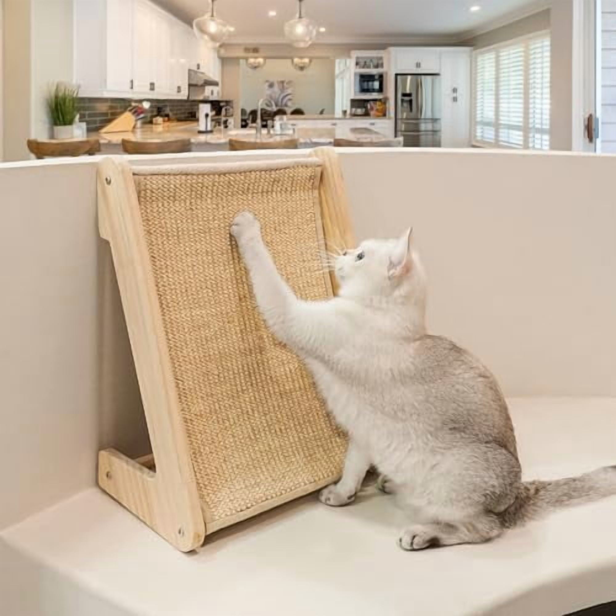 Scratch Ramp Sisal Cat Scratcher Ramp, L Shaped Scratching Post and Scratch Pad for ...