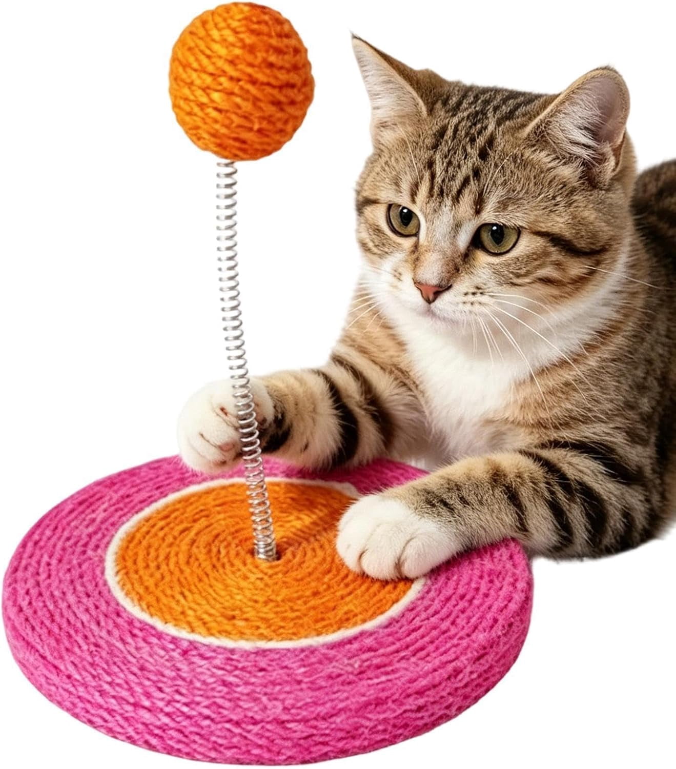 Sisal Cat Scratcher with Rolling Ball, Durable Interactive Toy, Indoor for Cats