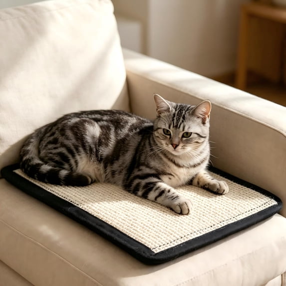 Waxgamo 2-Pack Cat Scratching Mat, Natural Sisal Cat Scratch Pad, 11.8"x15.8" Furniture Protector for Sofa & Carpet, Reversible Cat Scratcher Mat with Velcro and Twist Nails
