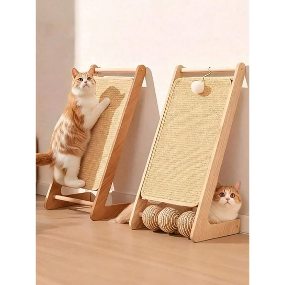 Sisal Cat Scratching Post and Board, Heavy Duty Cat Scratcher Mat for Indoor Cats, Sturdy Vertical Scratching Pillar for Furniture Protection, Wall Mounted Gift