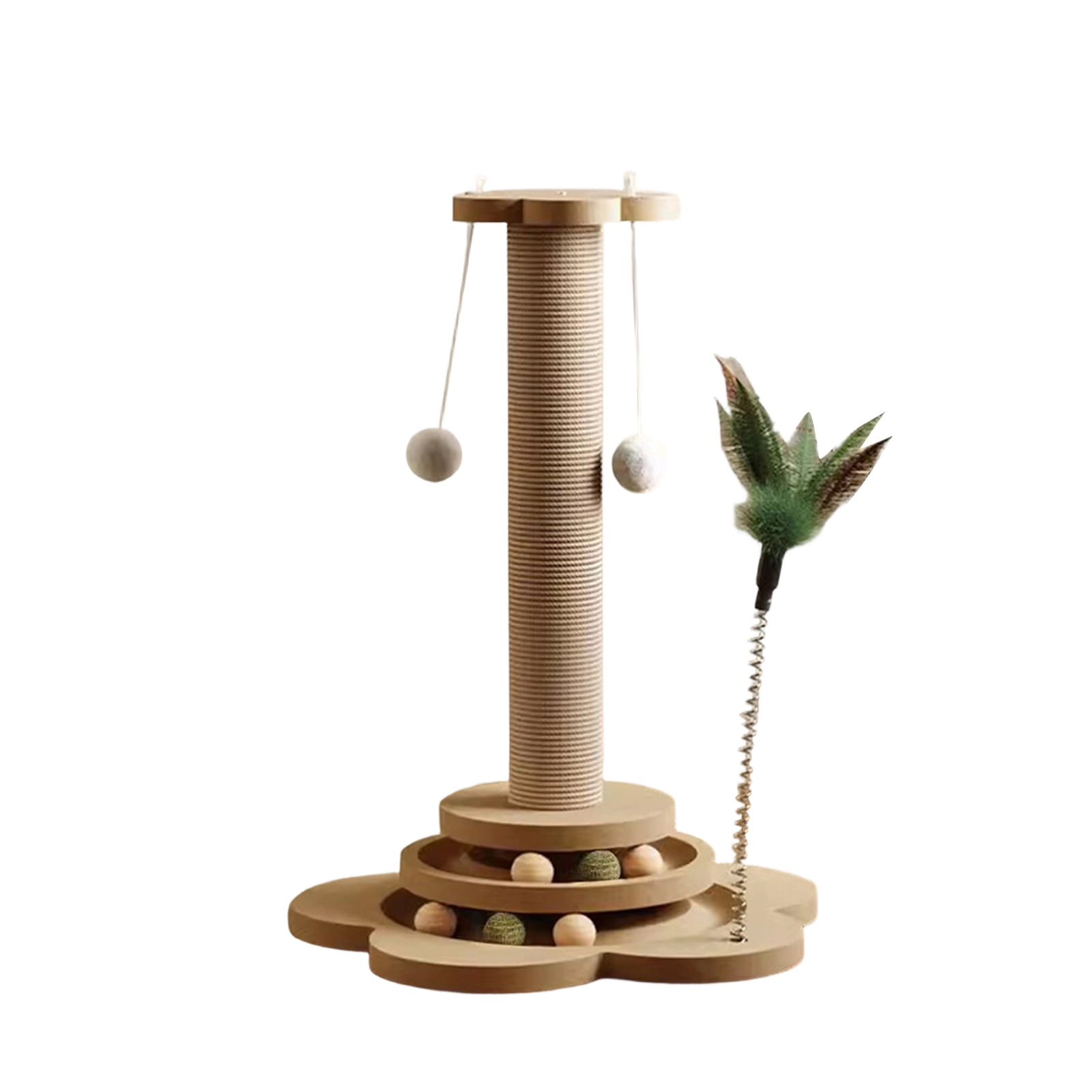 Sisal Cat Scratching Post, Cat Tree for Indoor Cats, 20In, M Size, Khaki, Interactive Cat Toys Ball, Feather Cat Toys, Cat Supplies, 1 Pc