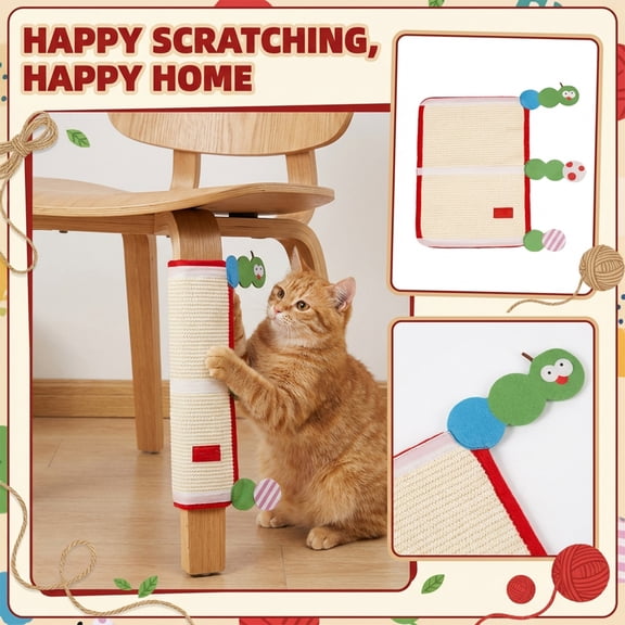 Sisal Mat Cat Scratch Furniture Protector, Adhesive or Non-Marking Nails Couch Protector From Claws, Anti Scratcher for Cats, Caterpillar Table and Chair Protection