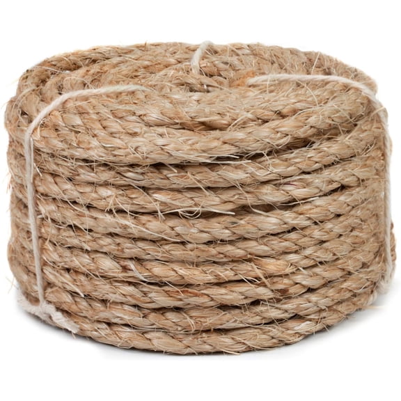 Sisal Rope for Cat Scratcher 3/10 Inch 50 Feet Tree Replacement Natural Hemp Rope, Thick Scratching Post Indoor/Outdoor, Repairing, Recovering, DIY (Brown) Brown 50FT