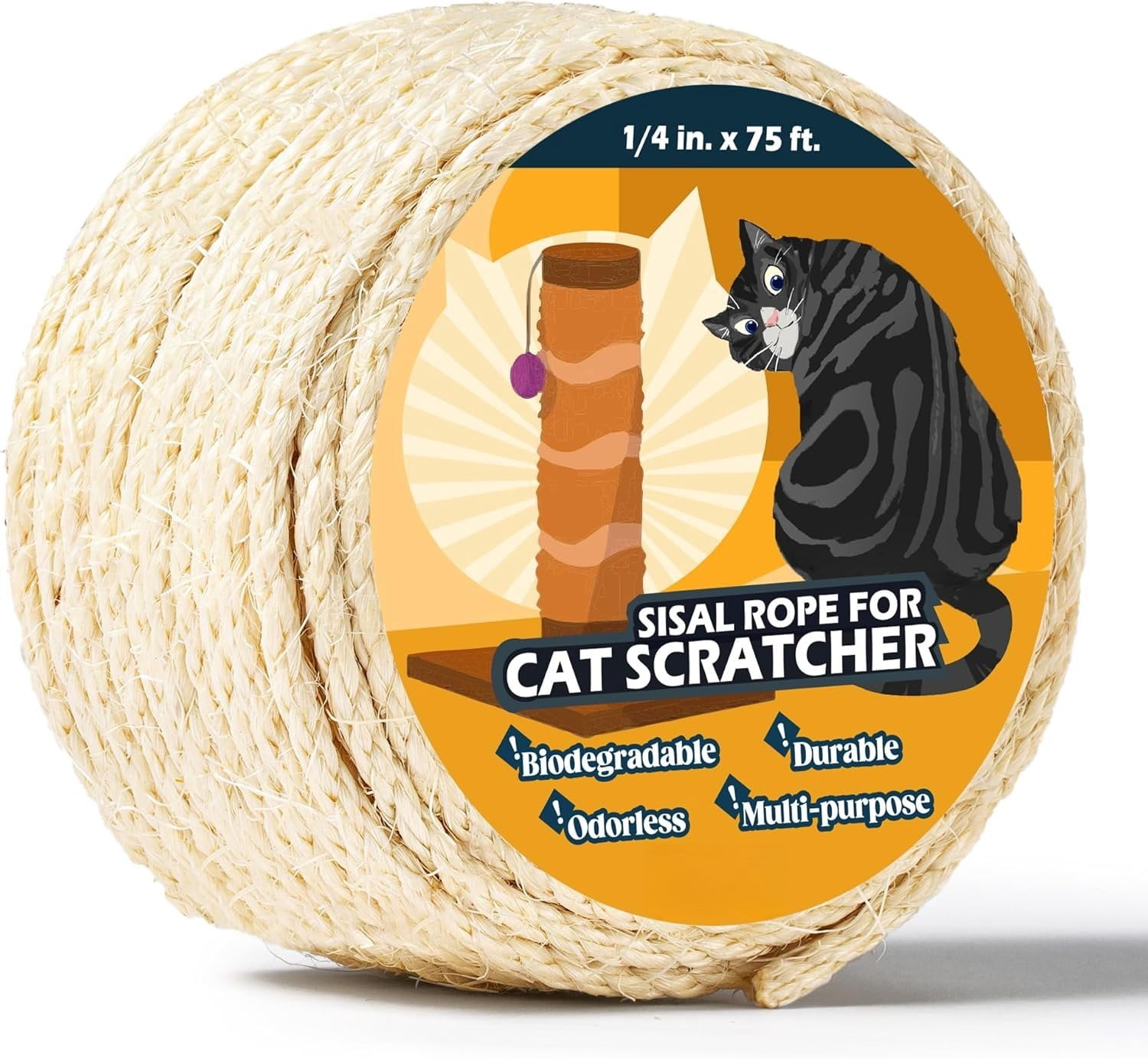 Sisal Rope for Scratcher 1/4 Inch by 75 , Tree Rope Twine for ...